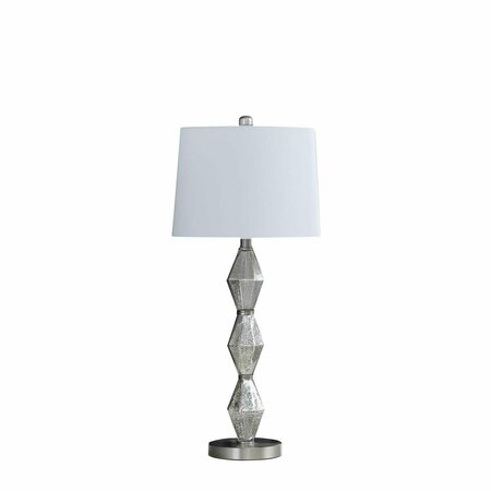 CLING 29.5 in. Emil Moderne Geometric Glass Table Lamp, Brushed Silver CL3118915
